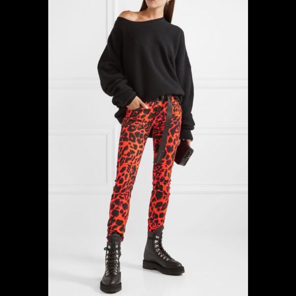 R13 Kate orange leopard jeans. Size 24